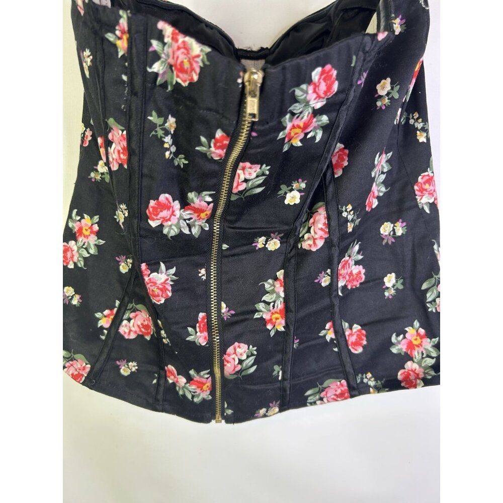 Vintage Y2K BeBe Rose Floral Bustier Corset Shirt Top Womens Small Rave - Picture 8 of 8